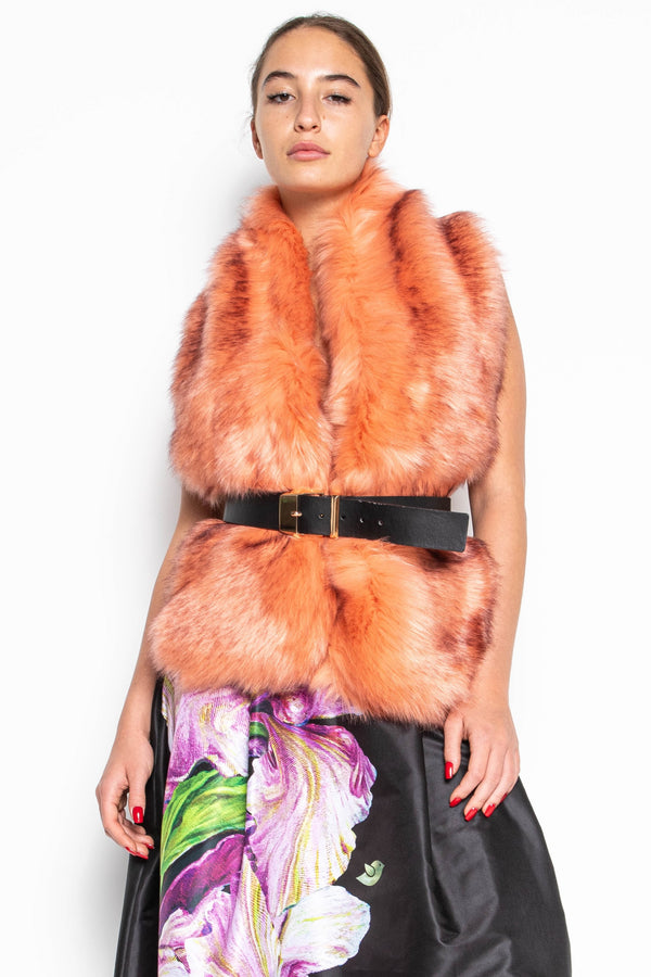 Sukin salmon faux fur scarf