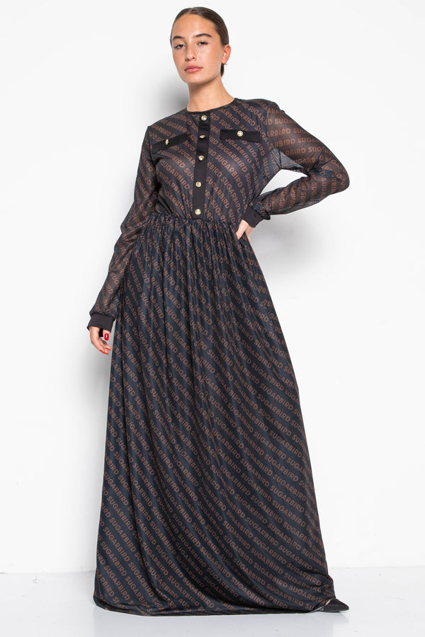 Inilla Long Black Monogram dress