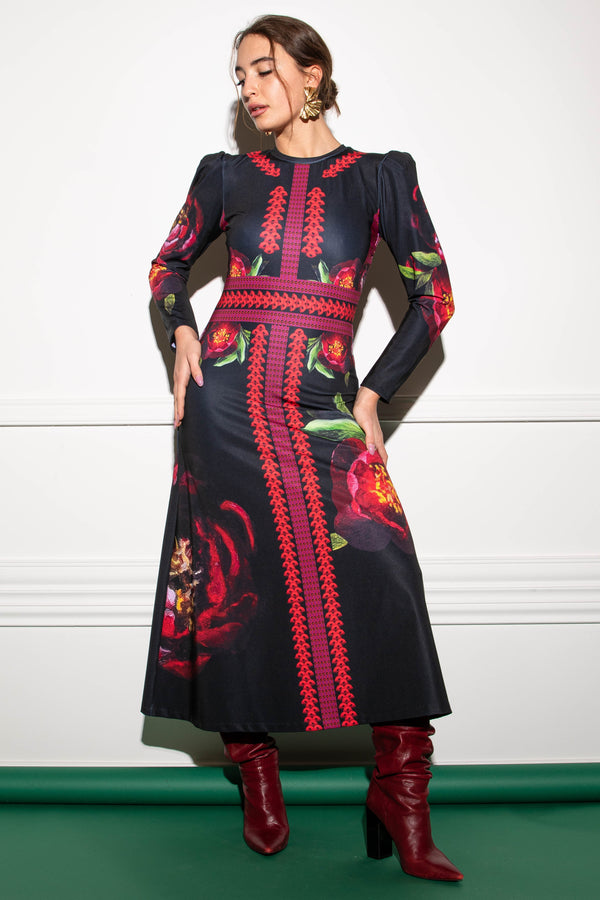 Tillana Jardinette Bordeaux dress