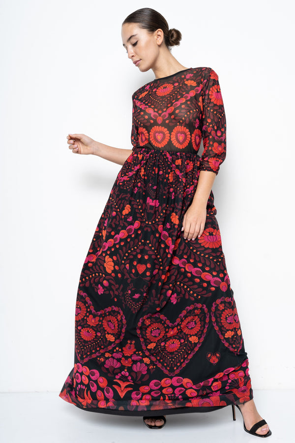 Itto-Jozefa Maxi Black&Red Matyó dress