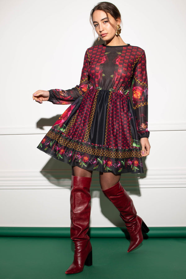 Itto-Jozefa Jardinette Bordeaux dress